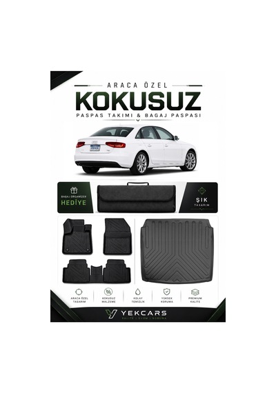 Audi A4 2015 Model Aracınıza Özel 4d Karbonlu Kauçuk Paspas Takımı Ve Bagaj Havuzu