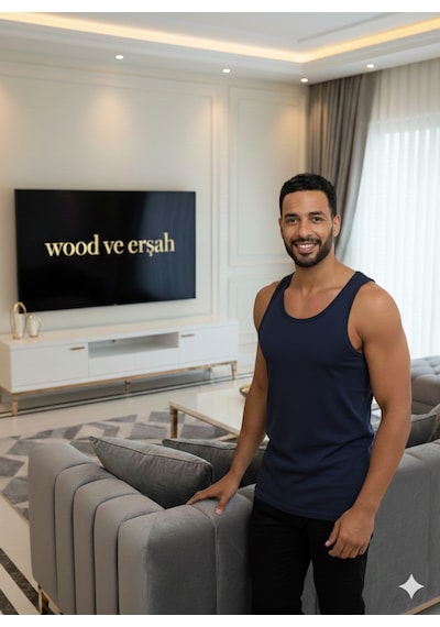Lüx Wood Erkek Lüx Pamuk Penye Atlet Premium Rahat Lüx Erşah Lacivert