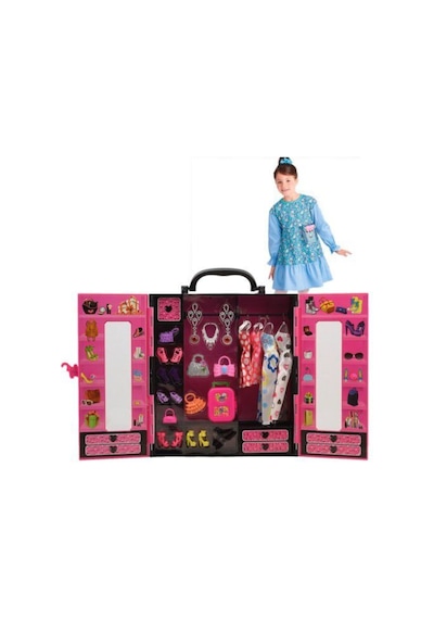 Dln Barbie Bebek Beauty Elbise Takı Gardrop Seti 30 Parça Gardolap Oyuncak