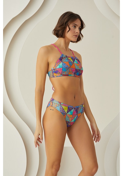 Loya Kadın Renkli Sundream Sırttan Bağlamalı Halter Yaka Tek Üst Bikini Çok Renkli
