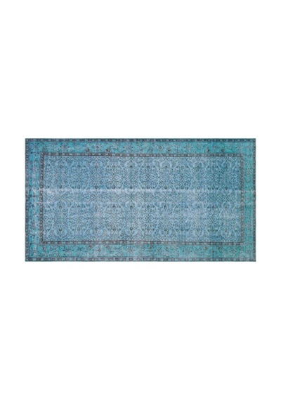 El Dokuması Vintage Yün-pamuk Mavi Halı 28385 145 X 264 Cm