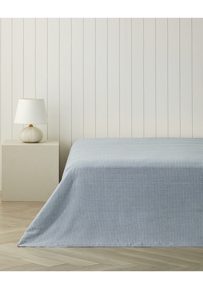 Modern Grid Çift Kişilik Pike 180x220 Cm Mavi