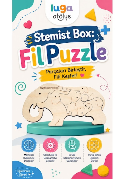 Stemist Box: Fil Puzzle Ahşap