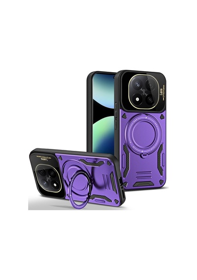 Redmi Note 14 Pro 5g Kılıf Joy Lens Standlı Kapak - Mor Bz8683140826031