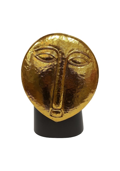 Biev Metal Vazo Yüz Kabartmalı 26x14x36 Cm