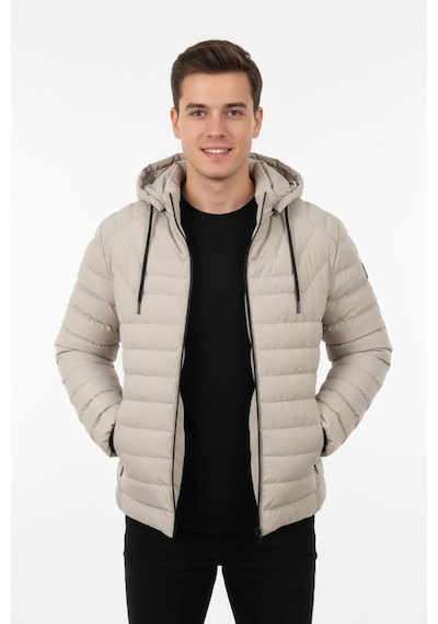 Bigazzi Erkek Kapüşonlu Spor Mont Regular Fit 3019 Bgl-st04897 Taş