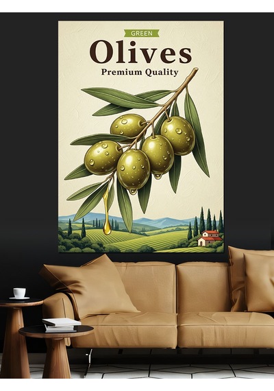 Zeytin Ağacı Dalı Poster Dekoratif Kanvas - Mdf Ahşap Tablo