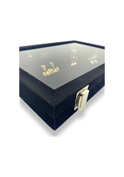 Richbox Küpe Kolye Takı Kutusu Alcantara Siyah