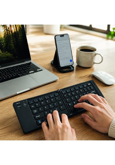 Katlanabilir Kablosuz Bluetooth Klavye Telefon Tablet Bilgisayar Uyumlu