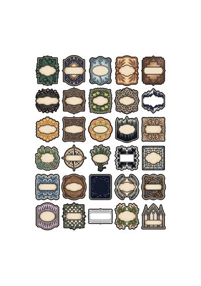 30 Adet Estetik Çerçeve Etiket Sticker Seti - Ajanda Defter Scrapbook İçin Vintage Paket Çok Renkli