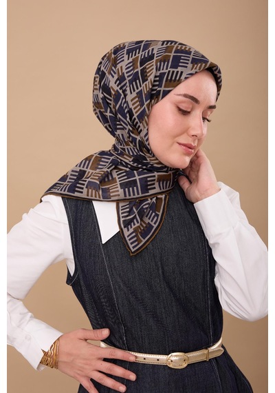 Silk Home Yaz Esintisi Eşarp 150001-12 Lacivert, Zeytin Kahve, Gri