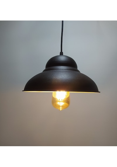 Mylights Retro Rustik Vintage Metal Sakır Avize Siyah Içi Altın