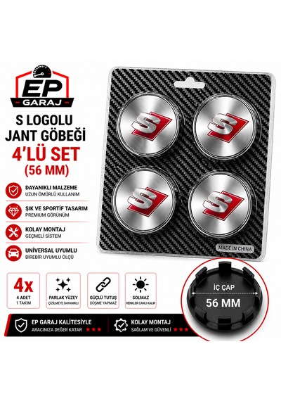 S Logolu Jant Göbeği 4 Lü Set 56 Mm