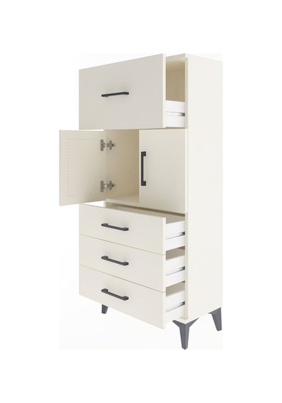 Arges Dolap Tek Raflı 4 Çekmeceli 2 Kapaklı 60x30x134 Aytaşı-... Aytaşı