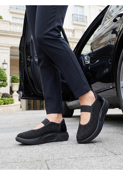 Nesilshoes Nesil Shoes Conf 212 Siyah Taşlı Anatomik Kadın Sneakers