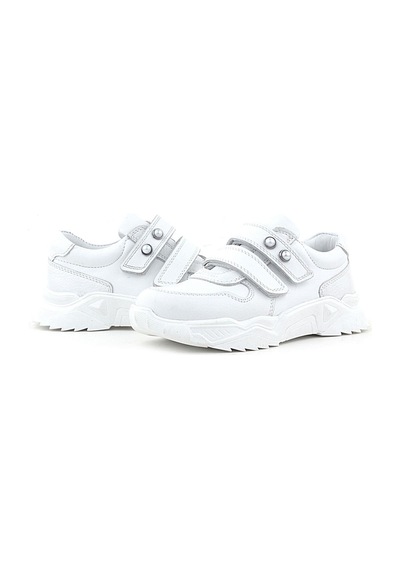 Rakerplus Hakiki Deri Beyaz Taşlı Kız Çocuk Sneakers Ayakkabı Beyaz