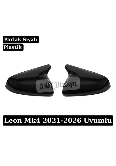 Seat Leon Mk4 Uyumlu Batman Yarasa Ayna Kapağı Seti - Parlak Siyah Piano Black Plastik Fr Cupra Stil 2021-2026