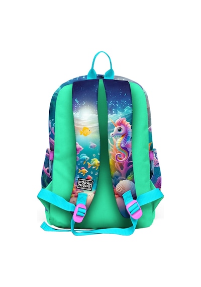 Coral High Kids Mavi Su Yeşili Denizatı Desenli 3 Lü Okul Çanta Seti Set0123772 Çok Renkli