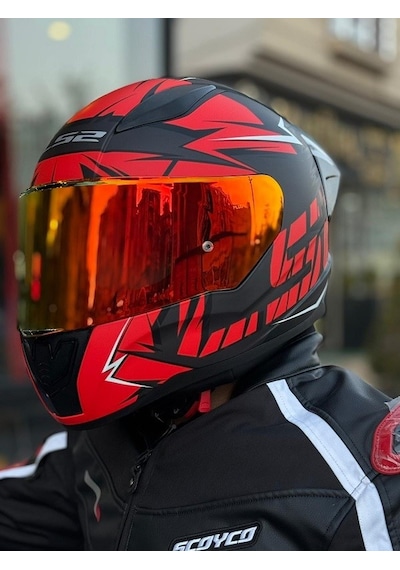Ls2 Rapıd 2 Cromo Kask Mat Siyah Kırmızı