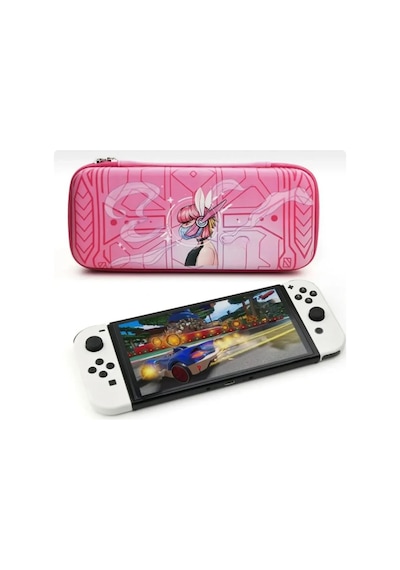 Nintendo Switch Ve Oled Uyumlu Fermuarlı Koruma Çnatası Dobe İtns-1130 3 Renk - Pembe
