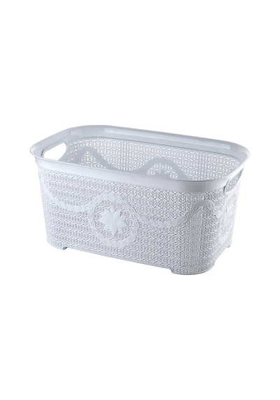 5 Parça Örgü Desenli Plastik Banyo Seti Çamaşır Sepeti Deterjanlık Klik Çöp Kovası Klozet Renkli