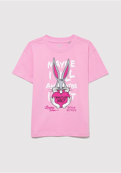 Mavi - Bugs Bunny Baskılı Pembe Tişört 7610303-71038 Pembe