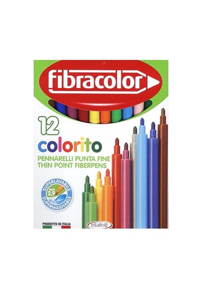 Fibracolor İnce Uçlu Keçeli Kalem 12 Renk 2,9 Mm Kalınlıkta Uzun Ömürlü Ve Yıkanabilir