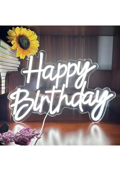 Happy Birthday Neon Işıklı Gece Lambası, Duvar Partisi İçin, Dekor, Sanat, Duvar Lambası, Kısılabilir Neon Tabe Diğer