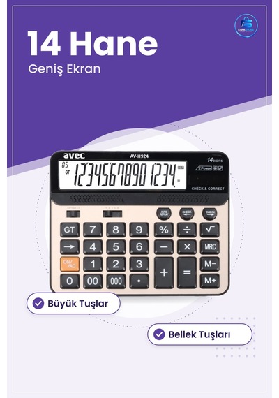 Büyük Hesap Makinesi Haneli Masa Üstü Ofis Muhasebe Kırtasiye Ekr Çok Renkli