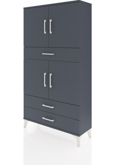 Arges Dolap 4 Raflı 3 Çekmeceli 4 Kapaklı 88x30x163 Antrasit-antrasit Antrasit
