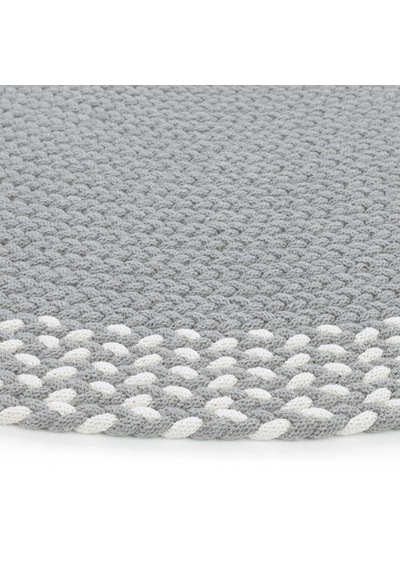 Cool Halı Glenn Gri Krem Oval Pamuklu Kilim El Dokuması Örgü Çift Taraflı Yıkanabilir Mutfak Kilimi