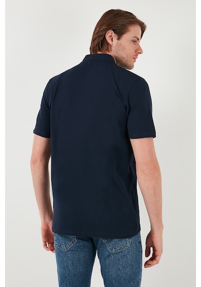Buratti  Pamuklu Regular Fit Yarım Fermuarlı Erkek Polo Yaka T Shirt 5902972 Indigo