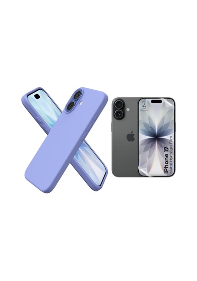 Apple Uyumlu iPhone 17 Içi Kadife Lansman Kılıf Ve Mat Seramik Tam Kaplayan Cam Ekran Koruyucu Lila