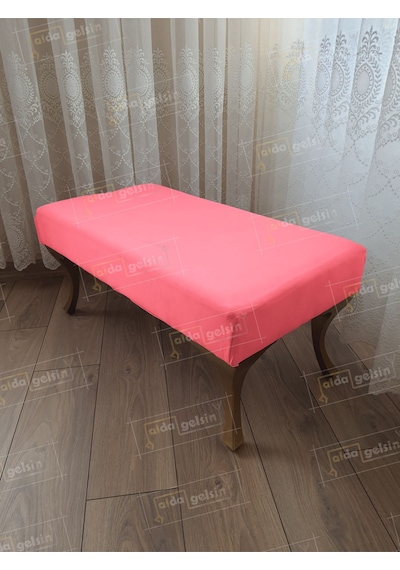 Ayak Ucu Kapı Önü Antre Düz Bench Puf Orta Sehpa Gold Ayak 90 45 Pembe