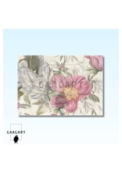 Tekli Yatay Kanvas Duvar Tablosu Soft Pembe Gri Çiçekler, 150 X 100 -