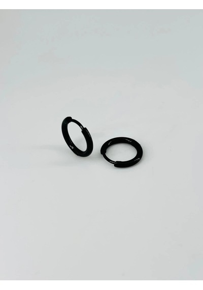 Siyah Çelik Erkek Küpe Çap 8 Mm Kalınlık 2 Mm - Ekp0035