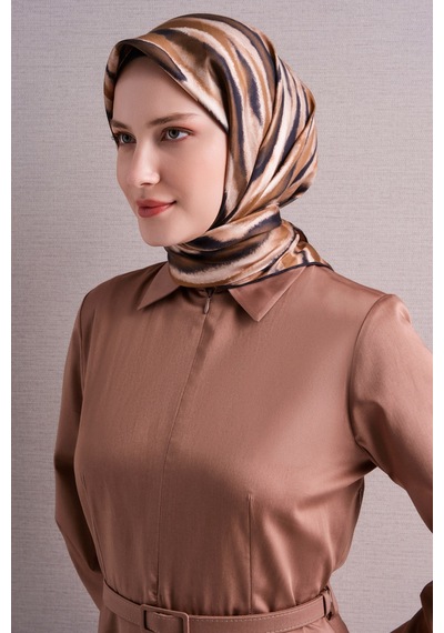 Armine Sura İpek Eşarp 2026-2027 - Sonbahar Kış-asm9629 Siyah-Kahve