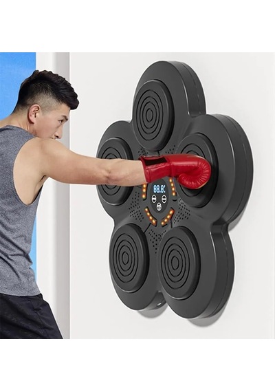 Boks Antrenman Paneli Led Işıklı - Boks Hedefi Refleks, Hız, Egzersiz Cihazı Müzikli Fitness Paneli Siyah