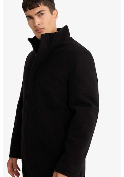 Defacto Regular Fit Dik Yaka Cepli Fermuarlı Astarlı Kaşe Parka F0752ax25wnbk27 Siyah-bk27