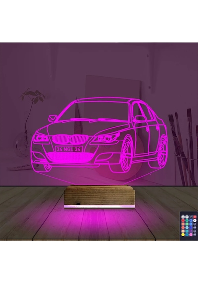 Luvivia Spor Araba Bmw Kişiye Özel 3d Lamba - Masa Gece Lambası Şeffaf