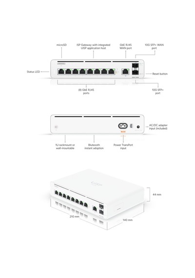 Ubıquıtı Uısp-console 8 Port Gıgabıt+1wan Port+2x10gb Sfp+ Port Gateway Router