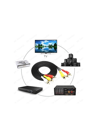 BK Teknoloji 3Rca Erkek 3 Rca Erkek Kompozit Ses Video Av Kablosu