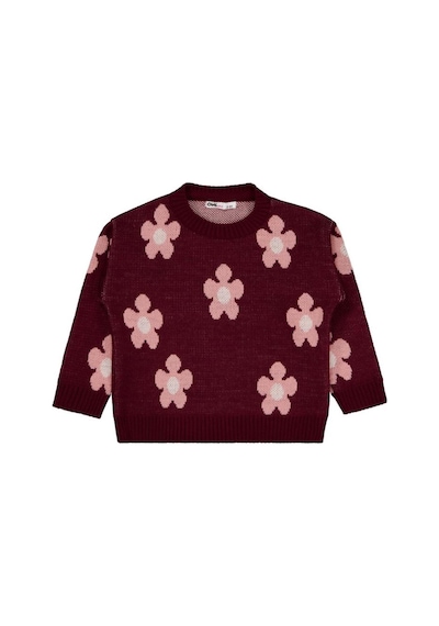 Civil Girls Papatya Desenli 6-9 Yaş Kazak Bordo