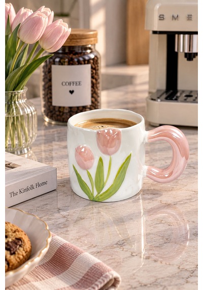 Nazen Lüsterli Pembe Porselen Kupa 480 Ml-7738 Çok Renkli