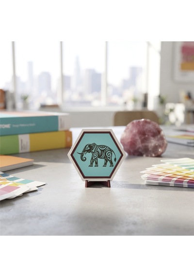 Estetik Fil Motifli Masaüstü Aksesuarı Minimalist Tarzınıza Uygun Modern Ve Şık Bir Dekorasyon 10x10 Cm, Turkuaz