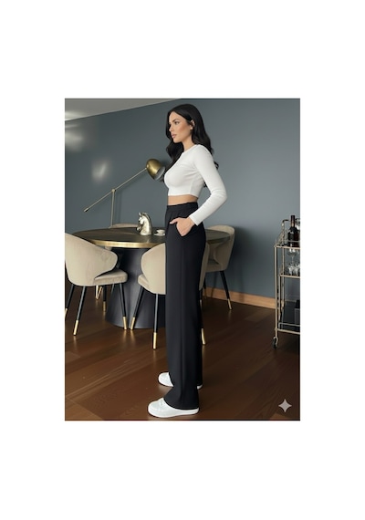 Unika Boutique Kadın Kahverengi Yüksek Bel Palazzo Pantolon Pileli Düğme Detaylı Bol Kesim Likralı Kumaş Pantolon siyah Unika Boutique Kadın Kahverengi Yüksek Bel Palazzo Pantolon Pileli Düğme Detaylı Bol Kesim Likralı Kumaş Pantolon siyah