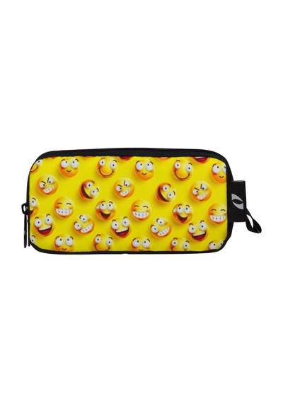 Cennec 173 - Emoji Yüz İfadeleri Sarı Renkli Kalem Çantası