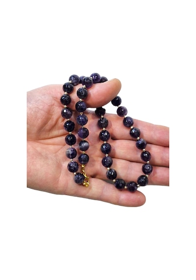 Koyu Mor Ametist Kolye 10 Mm Faset Kesim 119a