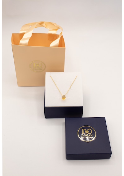 Doğan Diamond 925 Ayar Gümüş Altın Kaplama Doğal Sitrin Taşı Damla Set Kolye Ve Bileklik Bolluk Ve Bereket li Minimalist Tasarım Altın