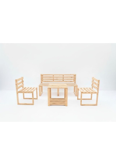 Ahşap Bahçe/balkon Oturma Takımı Şeffaf Vernik
